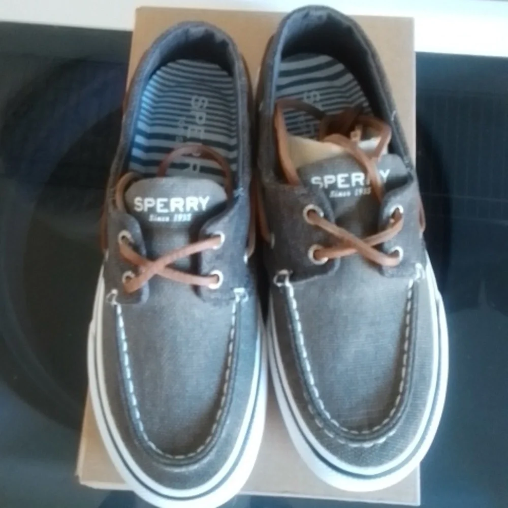 NWT NIB Sperry Bahama Waxy Canvas Olive